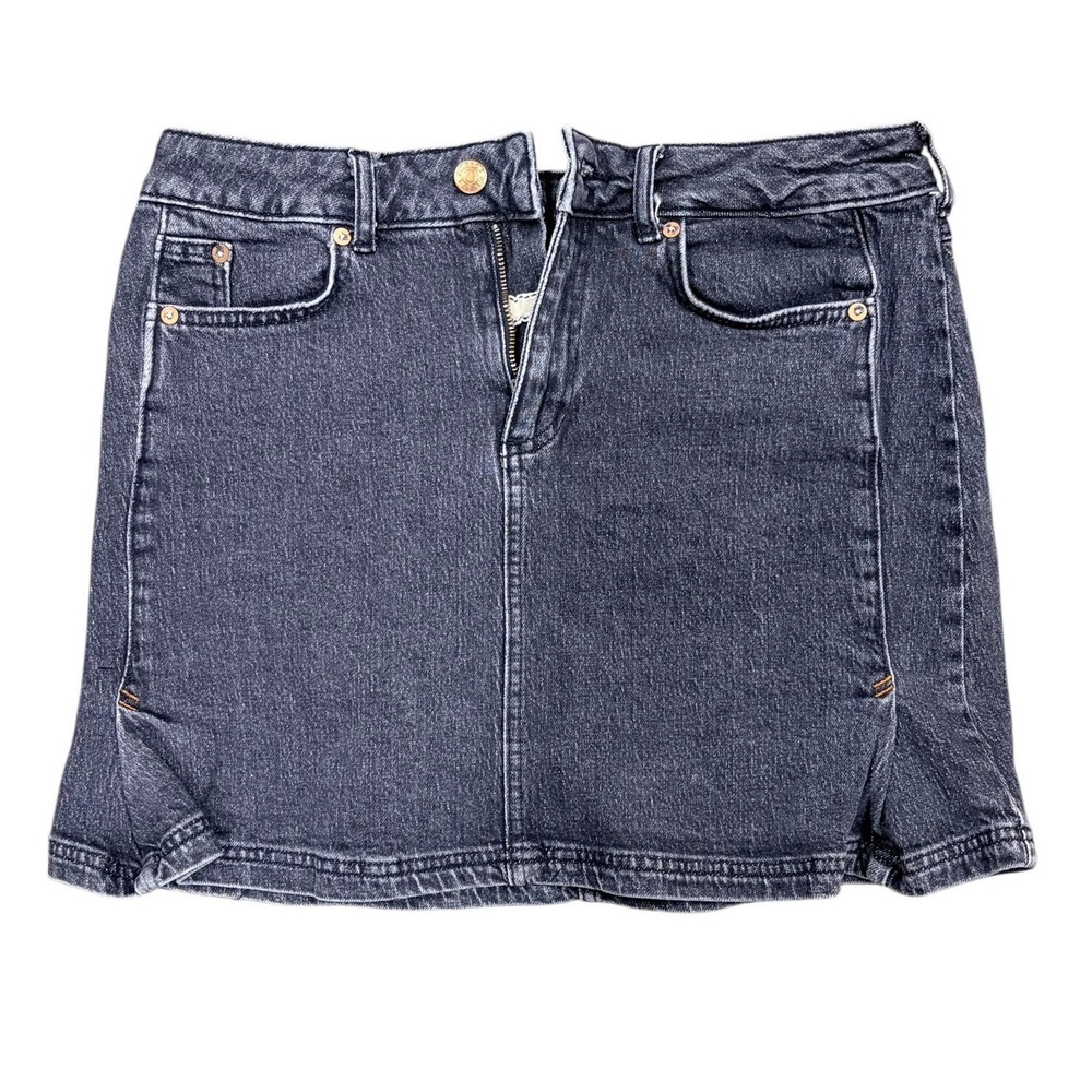 Pilcro‎ by Anthropologie washed Black Denim Mini Skirt Womens Size 6 US